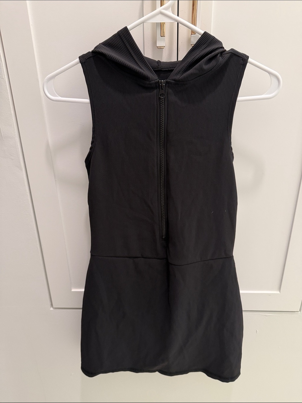Sleeveless Black Hooded Zip-Front Athletic Forever 21 Mini Dress